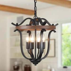 4 Lights Black Farmhouse Chandeliers Vintage Cage Ceiling Light Fixtures 4 Lights Black Farmhouse Chandeliers Vintage Cage Ceiling Light Fixtures
