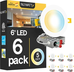 NUWATT Canless Recessed Lighting 6 Inch, 2700K-5000K, Dimmable, ETL, 6 Pack NUWATT Canless Recessed Lighting 6 Inch, 2700K-5000K, Dimmable, ETL, 6 Pack
