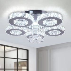 5-Ring Crystal Ceiling Light LED Chandelier Cool White 5-Ring Crystal Ceiling Light LED Chandelier Cool White