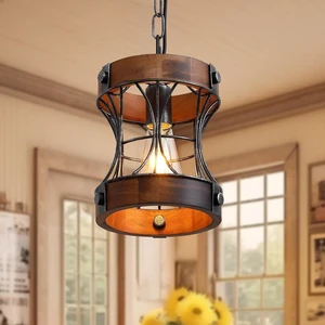 Rustic Chandelier, Modern Farmhouse Chandeliers for Dining Room, Wood Pendant Lights for Kitchen Island Foyer Hallway Bar, 1-Light Retro Rustic Light Fixtures for All Ceilings D 7.5" x H 8.8" Rustic Chandelier, Modern Farmhouse Chandeliers for Dining Room, Wood Pendant Lights for Kitchen Island Foyer Hallway Bar, 1-Light Retro Rustic Light Fixtures for All Ceilings D 7.5" x H 8.8"
