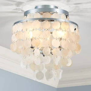 AGV LIGHTING Capiz Shell Ceiling Light Fixture, Semi Flush Mount Ceiling Light for Bedroom, Kitchen Lighting Fixture, Chrome Ceiling Light AGV LIGHTING Capiz Shell Ceiling Light Fixture, Semi Flush Mount Ceiling Light for Bedroom, Kitchen Lighting Fixture, Chrome Ceiling Light