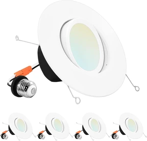 LUXRITE 5/6 Inch Gimbal LED Recessed Lighting Can Lights, 11W=90W (4 Pack) LUXRITE 5/6 Inch Gimbal LED Recessed Lighting Can Lights, 11W=90W (4 Pack)