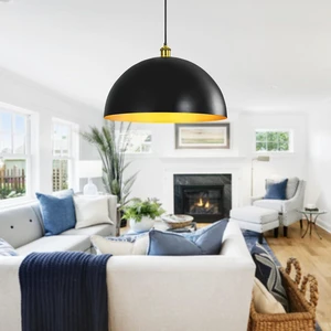 16 Inch Black-Farmhouse Dome Pendant-Light Hanging-Lamp Fixtures 16 Inch Black-Farmhouse Dome Pendant-Light Hanging-Lamp Fixtures