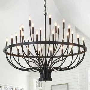 HHR 48" Foyer Chandelier for High Ceilings 33-Light Farmhouse Light Fixture