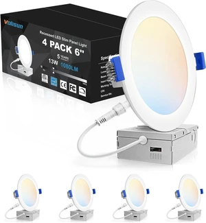VOLISUN 4 Pack 6 inch Recessed Lighting, 5CCT Ultra-Thin, 1080Lumen VOLISUN 4 Pack 6 inch Recessed Lighting, 5CCT Ultra-Thin, 1080Lumen