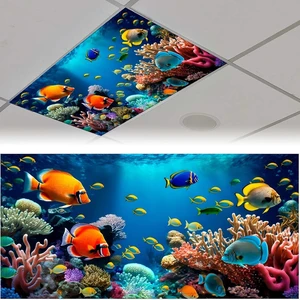 2 Pack Fluorescent Light Cover for Ceiling Light Classroom-Abyssal Fish Magnetic Light Cover Fluorescent Light Shade Panel, Decorative Film Filter for Reducing Harsh Glare Home Decorations 2 Pack Fluorescent Light Cover for Ceiling Light Classroom-Abyssal Fish Magnetic Light Cover Fluorescent Light Shade Panel, Decorative Film Filter for Reducing Harsh Glare Home Decorations