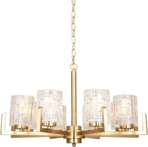 ALICE HOUSE 25.6" Dining Room Chandeliers, 8 Light Brushed Brass Contemporary Light Fixture for Kitchen, Bedroom and Living Room, ETL Listed, AL2218-H8 ALICE HOUSE 25.6" Dining Room Chandeliers, 8 Light Brushed Brass Contemporary Light Fixture for Kitchen, Bedroom and Living Room, ETL Listed, AL2218-H8