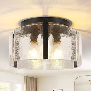3-Light Black Drum Ceiling Light, Farmhouse Modern Semi Flush Mount Fixture with Glass Shade, for Kitchen Island, Entryway, Bedroom, Dining Room, Hallway, Laundry 3-Light Black Drum Ceiling Light, Farmhouse Modern Semi Flush Mount Fixture with Glass Shade, for Kitchen Island, Entryway, Bedroom, Dining Room, Hallway, Laundry