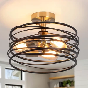 Black Rustic Drum Semi Flush Ceiling Light with 3-Light Brass Base, Modern Gold Farmhouse Chandeliers Metal Cage for Dining Room, Industrial Pendant Light for Entryway Kitchen Foyer Bedroom Black Rustic Drum Semi Flush Ceiling Light with 3-Light Brass Base, Modern Gold Farmhouse Chandeliers Metal Cage for Dining Room, Industrial Pendant Light for Entryway Kitchen Foyer Bedroom