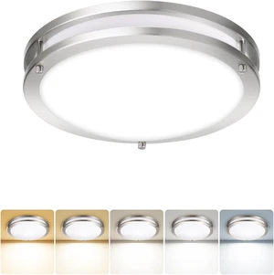 18IN Double Ring LED Flush Mount Ceiling Light Fixture, 28W, 2200LM, with 5CCT 2700K-5000K Adjustable, Dimmable Modern Ceiling Light for Bedroom, Kitchen, ETL Listed - 1PK