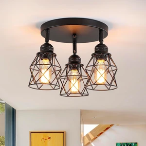 Kitchen Light Fixtures Ceiling Mount, Adjustable Semi Flush Mount Ceiling Light, Multi-Directional Lamp for Kitchen, Hallway, Dining Room, Farmhouse with E26 Base (Black) Kitchen Light Fixtures Ceiling Mount, Adjustable Semi Flush Mount Ceiling Light, Multi-Directional Lamp for Kitchen, Hallway, Dining Room, Farmhouse with E26 Base (Black)