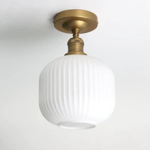 Pathson Vintage Flush Mounted Ceiling Light with Milk White Glass