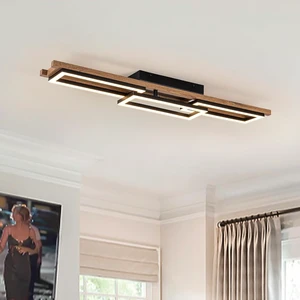 Lingkai 39.3" LED Modern Ceiling Lights Wooden Square Rectangular Lamp Fixture Wood, Modern Kitchen Ceiling Lighting Fixtures 3000K for Island Bedroom Living Room Hallways Lingkai 39.3" LED Modern Ceiling Lights Wooden Square Rectangular Lamp Fixture Wood, Modern Kitchen Ceiling Lighting Fixtures 3000K for Island Bedroom Living Room Hallways