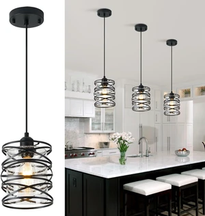 1-Pack Pendant Light Fixtures 6.3Inch Black Spiral Kitchen Island Light 1-Pack Pendant Light Fixtures 6.3Inch Black Spiral Kitchen Island Light