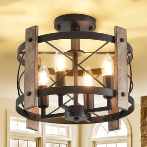 Black Semi Flush Mount Ceiling Light, 4-Light Black Semi Flush Mount Ceiling Light, 4-Light