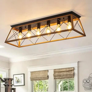 38 Farmhouse Large Flush Mount Ceiling Light Fixture with Walnut Finish