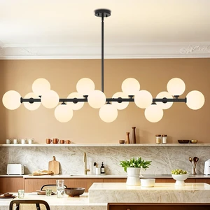 55" Linear Chandelier for Dining Room Mid Century Modern Globe Chandelier