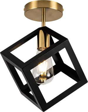 Flush Mount Ceiling Light Fixture, Black and Gold Flush Mount Ceiling Light Fixture, Black and Gold