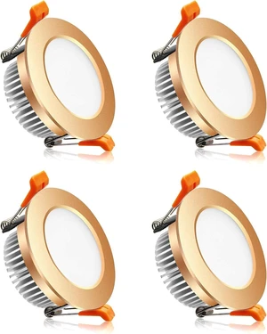 3 Inch LED Recessed Lighting, Dimmable Downlight 5W (40W Halogen Equivalent), 4000K Natural White Ceiling Light, CRI80+, Gold Trim Recessed Lights with LED Driver (4 Pack) 3 Inch LED Recessed Lighting, Dimmable Downlight 5W (40W Halogen Equivalent), 4000K Natural White Ceiling Light, CRI80+, Gold Trim Recessed Lights with LED Driver (4 Pack)