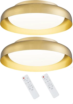 Ken & Ricky Flush Mount Ceiling Light with Remote,Brush Gold,12 in,2PK Ken & Ricky Flush Mount Ceiling Light with Remote,Brush Gold,12 in,2PK