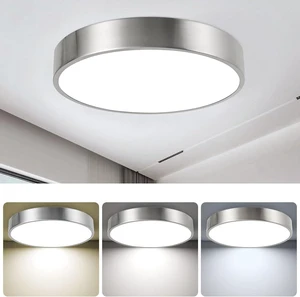 Modern Minimalist 13 Inch Ceiling Light, Dimmable 26W LED Ceiling Light Fixture with 3Color Temperatures, Brushed Nickel Flush Mount Ceiling Lighting Perfect for Bathroom & Bedroom Modern Minimalist 13 Inch Ceiling Light, Dimmable 26W LED Ceiling Light Fixture with 3Color Temperatures, Brushed Nickel Flush Mount Ceiling Lighting Perfect for Bathroom & Bedroom