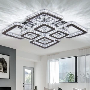 FRIXCHUR Square Crystal Chandelier, Modern Ceiling Light, 6500K Cool White FRIXCHUR Square Crystal Chandelier, Modern Ceiling Light, 6500K Cool White