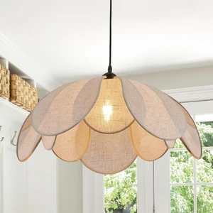 Large Linen Chandelier Fixture, 22in Rattan Chandelier Fixture Large Linen Chandelier Fixture, 22in Rattan Chandelier Fixture