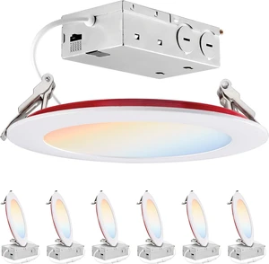 PARMIDA 6 Pack 6 Inch Fire Rated LED Recessed Light 2 HR Fire Rating, 5CCT PARMIDA 6 Pack 6 Inch Fire Rated LED Recessed Light 2 HR Fire Rating, 5CCT