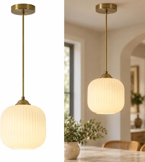 7.9In Gold White Glass Pendant Light for Island 7.9In Gold White Glass Pendant Light for Island