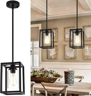 Kitchen Pendant Lighting Over Island,1-Light Black Farmhouse Hanging Ligh