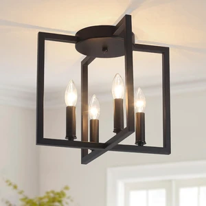 Semi Flush Mount 4-Light Black Ceiling Light, Modern Industrial Light Semi Flush Mount 4-Light Black Ceiling Light, Modern Industrial Light