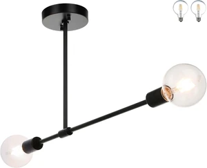 XiNBEi Lighting 2 Light Semi Flush Mount Ceiling Light Black for Kitchen XiNBEi Lighting 2 Light Semi Flush Mount Ceiling Light Black for Kitchen
