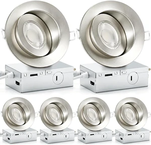 KnLnny Ware Brushed Nickel 4 Inch LED Recessed Wafer Lights 6Pack KnLnny Ware Brushed Nickel 4 Inch LED Recessed Wafer Lights 6Pack