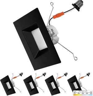 NUWATT 6 Inch Retrofit Square Black Recessed Lights, CCT 2700-5000K, 4 Pack NUWATT 6 Inch Retrofit Square Black Recessed Lights, CCT 2700-5000K, 4 Pack