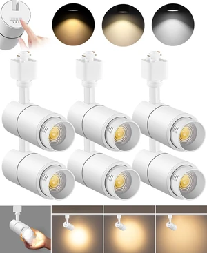 VANoopee 3-Color Zoomable 10W LED Track Lighting Heads H Type, White 6 Pack VANoopee 3-Color Zoomable 10W LED Track Lighting Heads H Type, White 6 Pack
