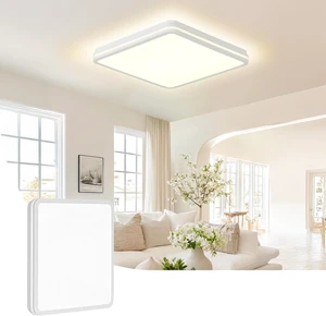 18 Inch LED Flush Mount Ceiling Light, White Ceiling Light Fixture with Side Light, 50W,4500LM, 2700K/4000K/6000K CCT Selectable, Square Lamp for Bathroom, Closet, Kitchen, Hallway, Bathroom 18 Inch LED Flush Mount Ceiling Light, White Ceiling Light Fixture with Side Light, 50W,4500LM, 2700K/4000K/6000K CCT Selectable, Square Lamp for Bathroom, Closet, Kitchen, Hallway, Bathroom