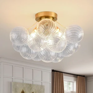 Bubble Chandelier Bubble Ceiling Light 17in, Clear Swirled Globe Bubble Chandelier Bubble Ceiling Light 17in, Clear Swirled Globe