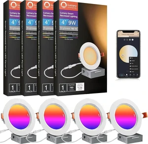 Lumary Smart WiFi LED Recessed Lighting 4'', RGBWW Ceiling Can Light, 4Pack Lumary Smart WiFi LED Recessed Lighting 4'', RGBWW Ceiling Can Light, 4Pack