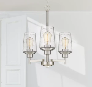 Tawson Jacob Modern 3-Light Chandelier Pendant Ceiling Light Brushed Nickle Seeded Glass Adjustable Height for Hallway, Entryway, Passway, Dining, Kitchen Tawson Jacob Modern 3-Light Chandelier Pendant Ceiling Light Brushed Nickle Seeded Glass Adjustable Height for Hallway, Entryway, Passway, Dining, Kitchen