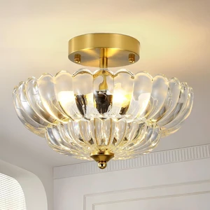 11.8 Vintage Semi Flush Mount Ceiling Light Fixture with Clear Glass Shade 11.8 Vintage Semi Flush Mount Ceiling Light Fixture with Clear Glass Shade