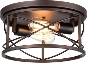 Industrial Flush Mount Lights, Farmhouse Close to Ceiling Flush Mount Lighting, 2-Light Flush Mount Ceiling Lighting Fixture (Oil Rubbed Bronze, 1 Pack) Industrial Flush Mount Lights, Farmhouse Close to Ceiling Flush Mount Lighting, 2-Light Flush Mount Ceiling Lighting Fixture (Oil Rubbed Bronze, 1 Pack)