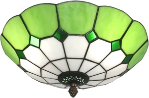 12 inch Vintage Tiffany Style Glass Flush Mount Ceiling Lighting Fixtures Retro Rural Pastoral Classical Lamp LED Chandelier Semi Flush Mount Lights Lamps (12 Inch Green) 12 inch Vintage Tiffany Style Glass Flush Mount Ceiling Lighting Fixtures Retro Rural Pastoral Classical Lamp LED Chandelier Semi Flush Mount Lights Lamps (12 Inch Green)