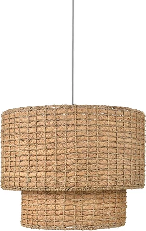 Arturesthome Rustic Pendant Light Fixture, Woven Rattan Lampshade Coastal Hanging Lighting, Adjustable Vintage Farmhouse Chandelier Lamp Shade for Kitchen Island Dining Room