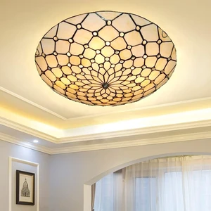 20" Tiffany Ceiling Light Fixture Stained Glass Ceiling Light Vintage Style Flush Mount Ceiling Light Fixture for Entryway Foyer Hallway 20" Tiffany Ceiling Light Fixture Stained Glass Ceiling Light Vintage Style Flush Mount Ceiling Light Fixture for Entryway Foyer Hallway