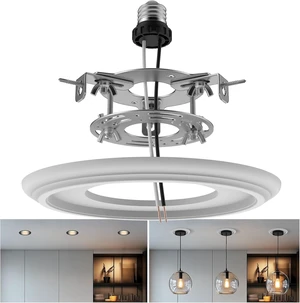 5 & 6 Inch Recessed Can Light Conversion Kit, Upgrade to Stylish Pendant & Hanging Light, Ceiling Fan Compatible, Includes 8-Inch 3D Ceiling Medallion (Matte White Finish, 1-Pack) 5 & 6 Inch Recessed Can Light Conversion Kit, Upgrade to Stylish Pendant & Hanging Light, Ceiling Fan Compatible, Includes 8-Inch 3D Ceiling Medallion (Matte White Finish, 1-Pack)