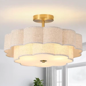 17.7" Modern Semi Flush Mount Ceiling Light,Modern Gold Drum 17.7" Modern Semi Flush Mount Ceiling Light,Modern Gold Drum
