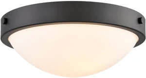 DEYNITE Flush Mount Ceiling Light, 2-Light Black, 12.9" Milk Glass Dome DEYNITE Flush Mount Ceiling Light, 2-Light Black, 12.9" Milk Glass Dome
