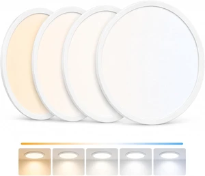 4 Pack 12 Inch Dimmable LED Flush Mount Ceiling Light Fixtures, 0.59In Super Slim 28W 3200LM, 2700K/3000K/4000K/5000K/6500K Adjustable Round Modern Ceiling Lights for Bedroom, Kitchen, Hallway, White 4 Pack 12 Inch Dimmable LED Flush Mount Ceiling Light Fixtures, 0.59In Super Slim 28W 3200LM, 2700K/3000K/4000K/5000K/6500K Adjustable Round Modern Ceiling Lights for Bedroom, Kitchen, Hallway, White