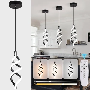 EIDISUNY Modern Led Pendant Light Fixture, 15W Black Spiral Led Chandelier Hanging Lamp, 3000K-6000K, Dimmable Pendant Lamp, Adjustable Height Pendant Light for Kitchen Island Dining Room Bedroom Cafe EIDISUNY Modern Led Pendant Light Fixture, 15W Black Spiral Led Chandelier Hanging Lamp, 3000K-6000K, Dimmable Pendant Lamp, Adjustable Height Pendant Light for Kitchen Island Dining Room Bedroom Cafe