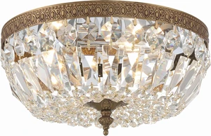 Waltham 3 Light Italian Crystal Olde Brass Flush Mount Waltham 3 Light Italian Crystal Olde Brass Flush Mount